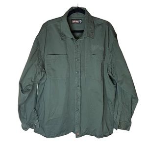 Jesse James Vintage Green Work Wear Shirt Button Up West Coast Choppers Size 2XL